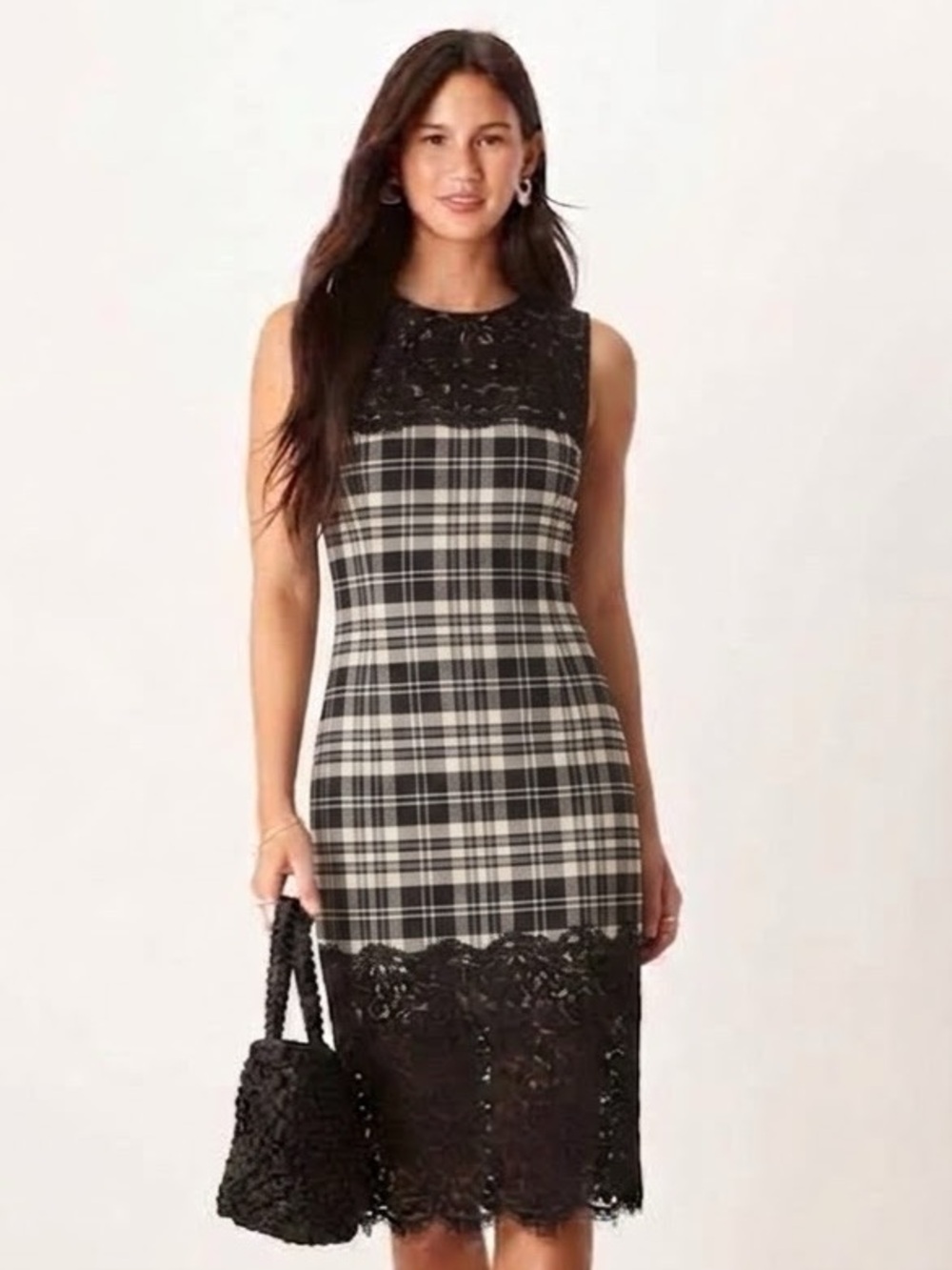 MICHAEL KORS $1,200 • 31” bust • Lace-Paneled
Plaid Virgin Wool Dress fall 2015
